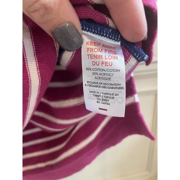 Preppy Hatley Striped‎ Sweater In Pink Blue & White Size Large Cotton Blend - Picture 3 of 5